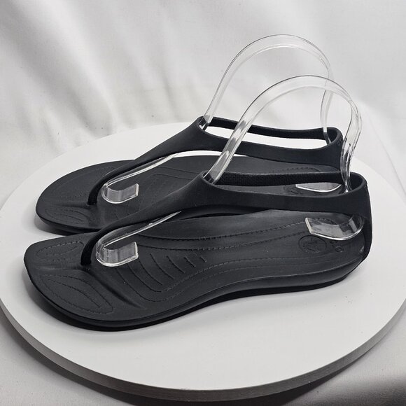 Crocs Serena Sexi Womens Size 7 Black Flip Flop Thong Sandals Slingback Strap - Picture 1 of 8
